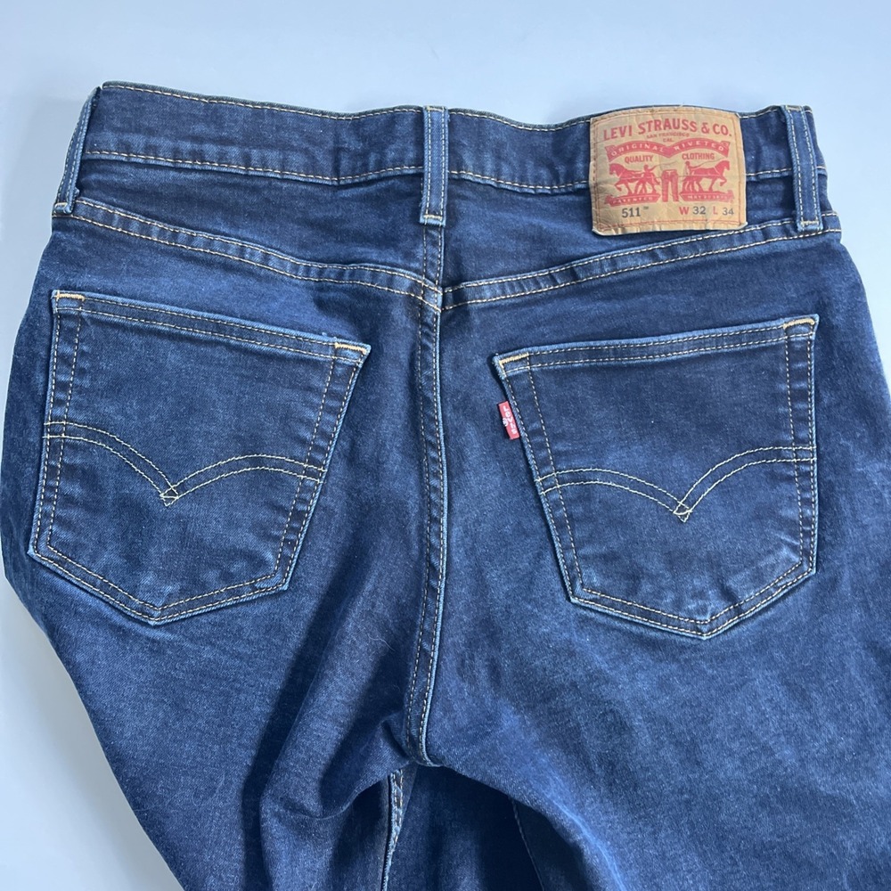 Levi's 511 Blue Jeans Men's 32x34 Dark Wash EUC Preppy Cowboy Western Work - Picture 12 of 12
